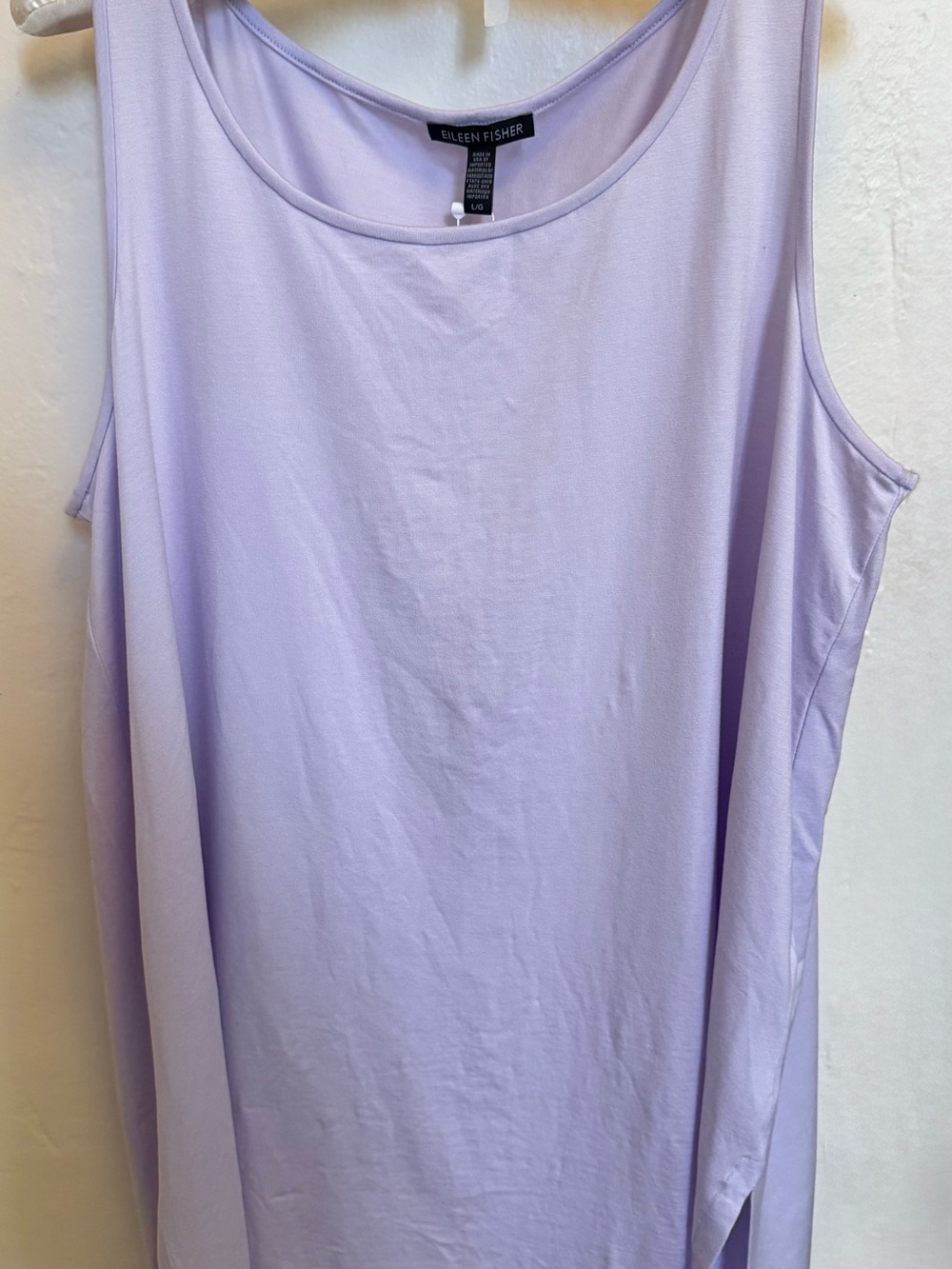 Eileen Fisher Wisteria Lavender Scoop Neck Long Tank NWT Size Large